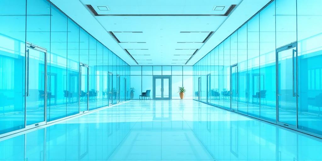 Bright, spotless modern office lobby